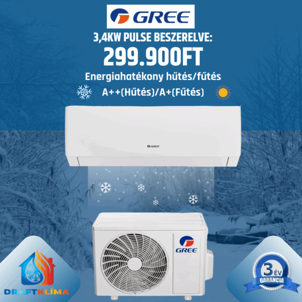 Gree Pulse 3.4kW GWH12AGB-K6DNA1A Beszerelve